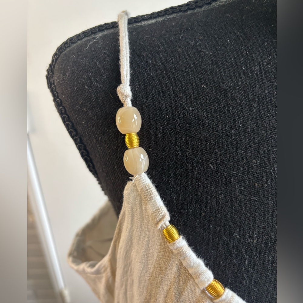 Calypso‎ St Barth Linen Blend Beaded Maxi Dress 12 boho coastal resort vacation - Picture 5 of 16